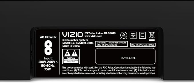 VIZIO 5.1 Soundbar SE, Wireless Subwoofer, Surround Sound w/Dolby Atmos & DTS:X, Bluetooth Speaker, QuickFit™ Compatible – SV510X-08 (New, 2024 Model)