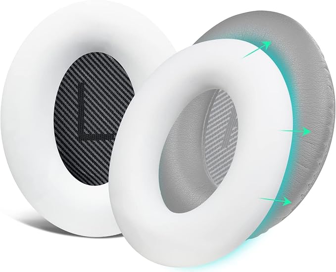 SOULWIT Silicone Ear Pads Cover Protector for Bose QuietComfort QC15 QC25 QC2 QC35 QC45/Ae2 Ae2i Ae2w/SoundTrue & SoundLink AE Headphones Cushions, Sweatproof, Easily Washable - White