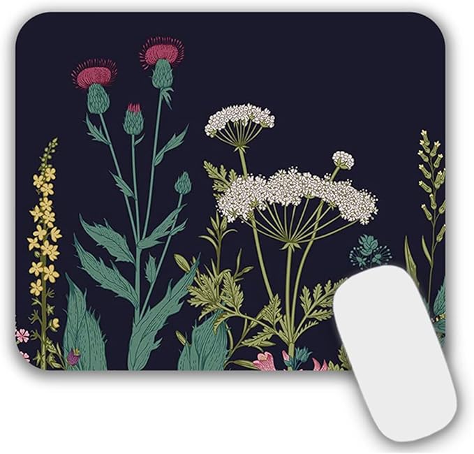Mouse Pad, Gaming Mouse Pad, Non-Slip Rubber Base Mouse Mat with Designs for Laptop, Computer & Office, 9.5 x 7.9 x 0.12 inches (Flower)