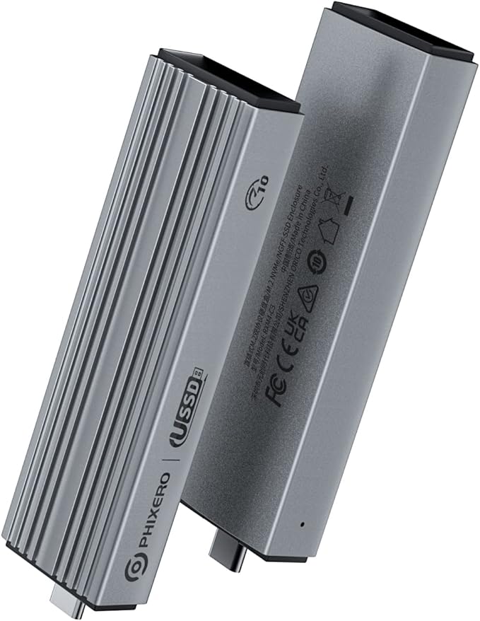 PHIXERO 10Gbps SSD Enclosure, Tool-Free and Wireless. Compactible with NVME/SATA SSD Size 2230/2242/2260/2280