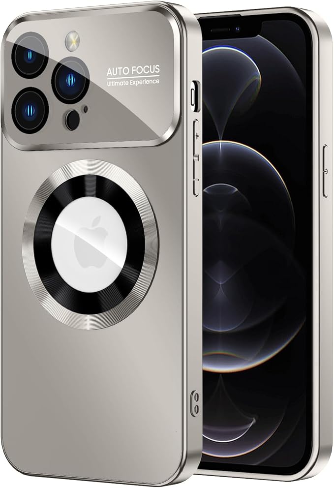 Magnetic for iPhone 12 Pro Case, Compatible with MagSafe, Built-in Camera Lens Protector, Logo View, Military Grade Drop Proof Phone Case Cover, Titanium Gray