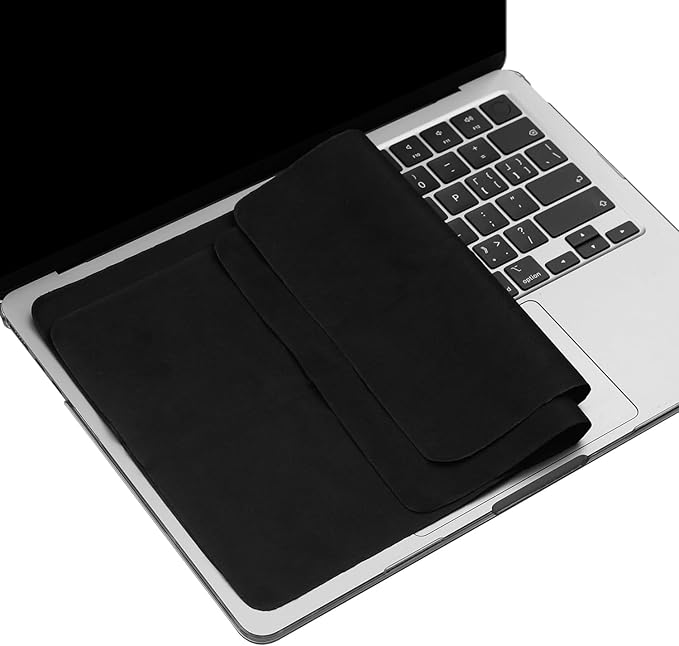 2 Pack Microfiber Liner Cleaning Cloth 13" with Screen Keyboard Imprint Protection, Laptop Keyboard Protector Compatible with MacBook Pro/AIR 13" and MacBook PRO 14"-Black