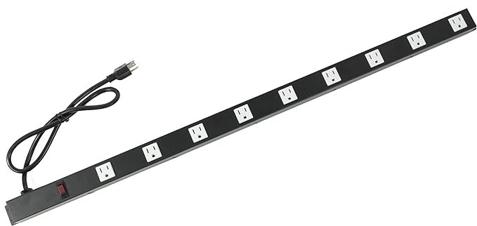 9 Outlets 3 Feet Power Cord 3 Feet Body Opentron OT3093 Heavy Duty Metal Surge Protector Power Strip with Mounting Parts - Free End Caps for Shipping Protection Only