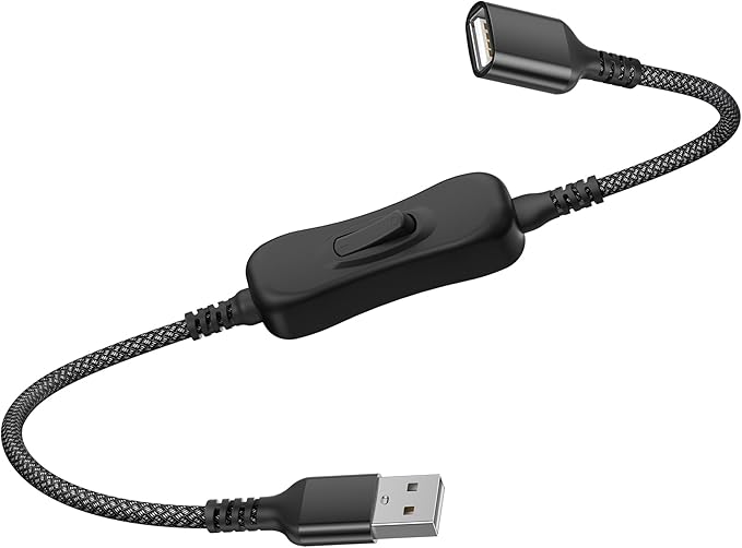 Itramax USB On Off Switch Cable for Carplay 1FT,Inline USB Power Switch USBA Male to Female Extension Cord with Switch Upgraded Toggle Cable for PC,TV,Car,LED Strip,Desk Lamp,Fan,Light