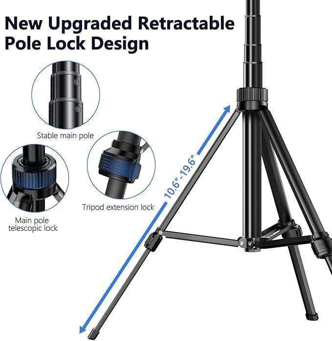 70.9" Auto Face Tracking Tripod 360° Rotation with Lights, Motion Sensor Phone Tripod Stand Selfie Stick with Remote, Face Body Gesture Control Phone Camera Holder for Vlog/Live Stream/Video Recording