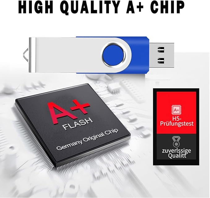 USB 8GB Bulk Flash Drives 50 Pack, EASTBULL USB 2.0 Swivel Thumb Drives Pack Metal USB Drives Fold Storage (Blue)