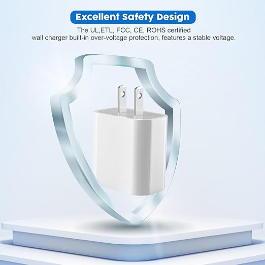10FT iPhone Charger, iPhone 14 Fast Charging Block, Long 10Feet Fast Apple Charger USB C to Lightning Cable & 3Pack Type C Wall Charger Block for iPhone 14/14 Pro Max/14 Plus/13/13 Mini/12/11/X/XR/SE