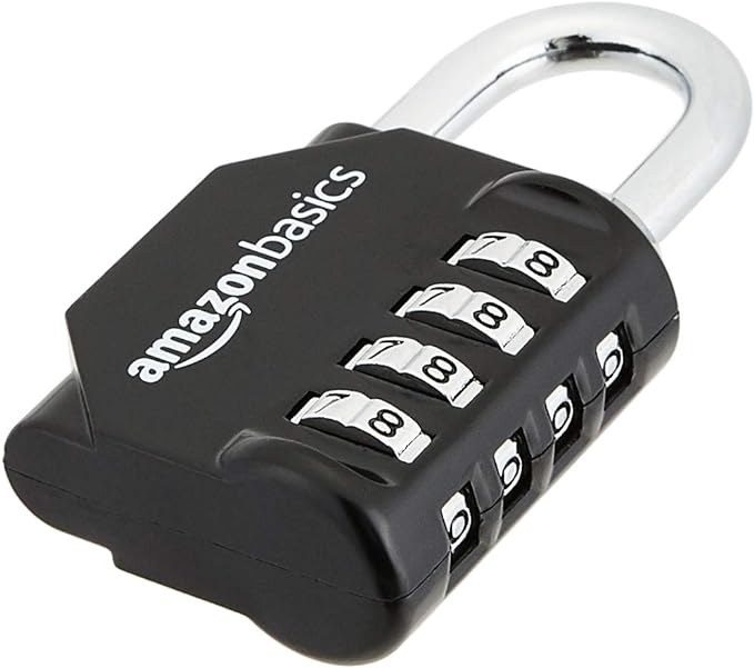 Amazon Basics 4-Digit Combination Lock for Gym and Sports, 2-Pack, Black