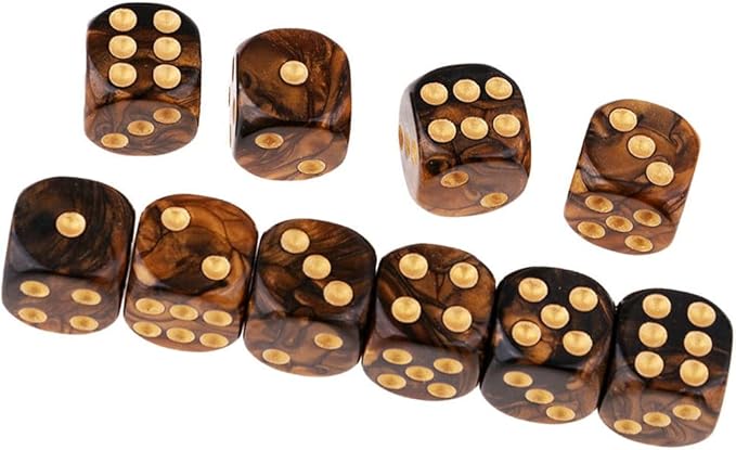 Yiotfandoll 20PCS Polyhedral Dice D6 Dice 16mm Acrylic 6 sided Dice Game Dice for RPG MTG DND Dice Table Games (Purple Blue and Black Gold)
