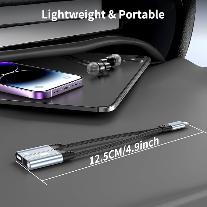 Magnetic Lightning to 3.5mm Headphone Jack Adapter, [Apple MFi Certified] 2 in 1 iPhone Headphone Adapter Aux Audio and Charger Adapter, iPad Headphone Adapter Charging Cable Splitter for iPhone 14 13