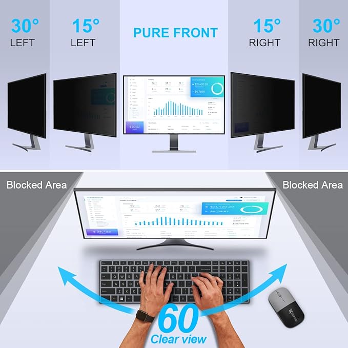 [2-Pack] 23.8 Inch Privacy Screen for Monitor Computer Screen Privacy Filter for 16:9 Widescreen Monitor Desktop PC Monitor Privacy Film Monitor Privacy Shield and Anti-Glare Protector