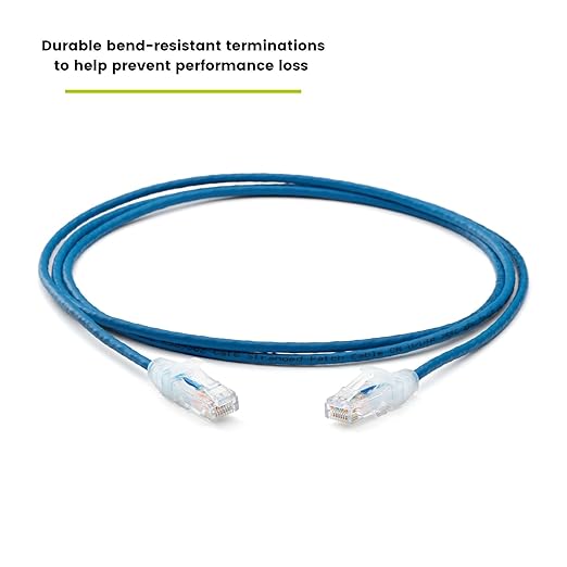 TRUECABLE Cat6 Component Rated Patch Cable, Unshielded (U/UTP), 5ft, Blue, 28AWG Solid Copper, Snagless 10G High-Speed Ethernet Cable, PoE++ 4PPoE 100W, UL Listed, RoHS-3, 1 Pack