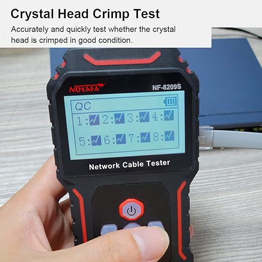 NOYAFA NF-8209S Network Cable Tester for CAT5, CAT6, LAN/Ethernet with PoE and NCV, LCD Anti-Interference scan Mode Wire Tracer Lithium Battery Charge