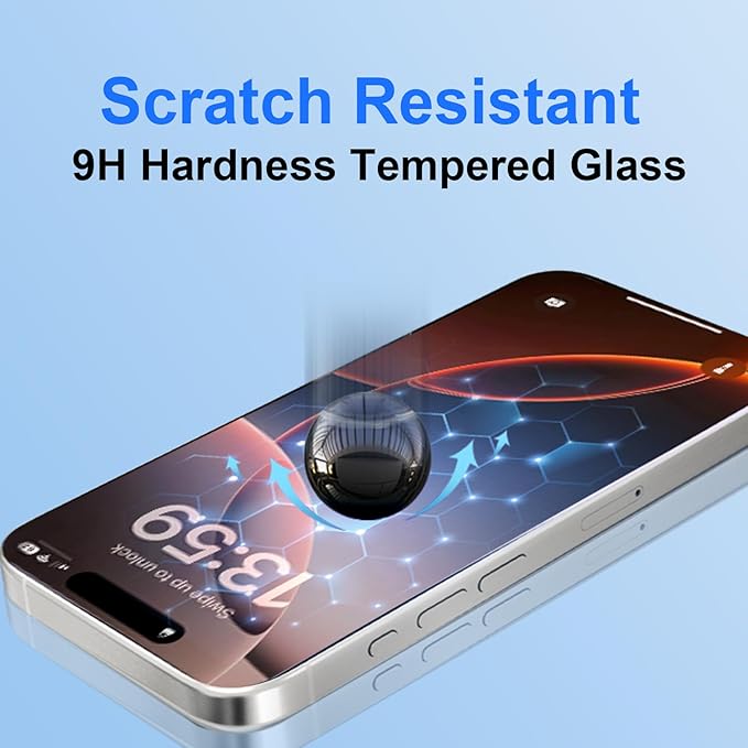 OneFish Full Edge Coverage Tempered Glass Screen Protector for IPhone 15 Pro 6.1 inch, 2 Pack Edge Reinforcement, Self-Aligning Installation, Case Friendly HD Screen Protectors