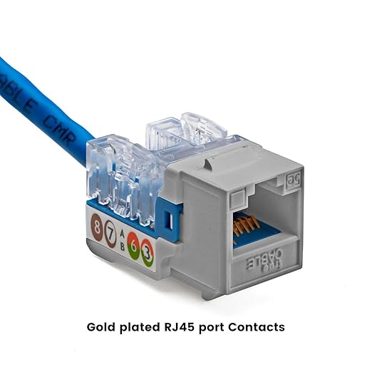 trueCABLE Cat5e Keystone Jack, Unshielded (UTP), 90 Degree Punch-Down, PoE++ (4PPoE) 100W, UL Listed, ETL Verified, ANSI/TIA Certified, Modular RJ45 Female, Gray, 24 Pack