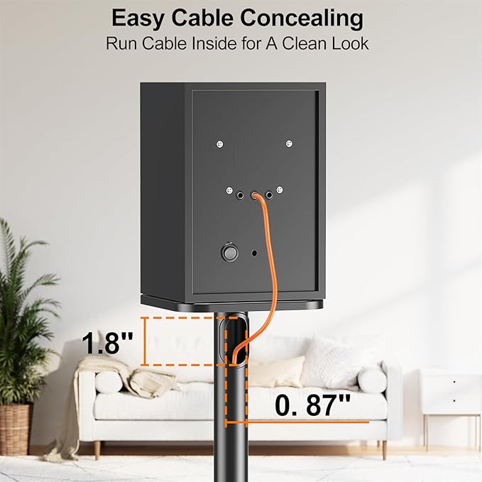 ELIVED Universal Speaker Stands Height Adjustable 28"-37.4", Bookshelf Speaker Stand Pair for Satellite Studio Large Speakers Up to 22 lbs, Surround Sound Speaker Stand with Cable Management, Black