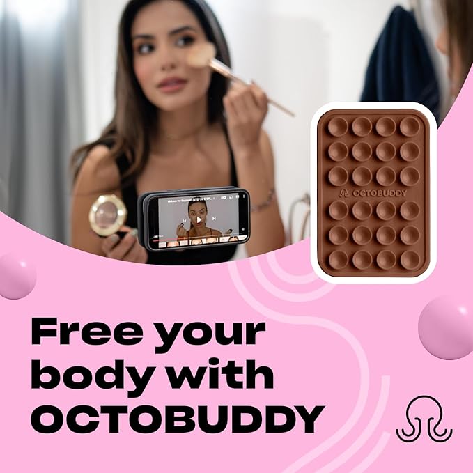 Classic MAX - Silicone Suction Phone Case Adhesive Mount - Hands-Free, Strong Grip Holder for Selfies and Videos - iPhone and Android Compatible - 2.6″ x 3.9″, Hot Cocoa