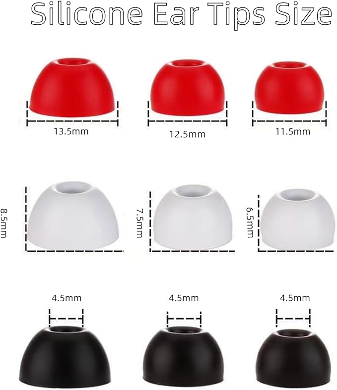 Replacement Ear Tips for Beats Fit Pro, Beats Studio Buds+, Beats Studio Buds, Beats Solo Buds Silicone Earbuds Washable Noise Isolation, Fit in The Charging Case, 6 Pairs S/M/L (Black)