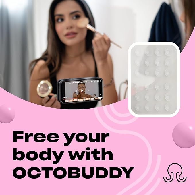 Classic MAX - Silicone Suction Phone Case Adhesive Mount - Hands-Free, Strong Grip Holder for Selfies and Videos - iPhone and Android Compatible - 2.6″ x 3.9″, Transparent