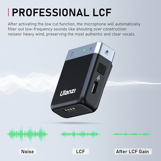 ULANZI AM18 Wireless Lavalier Microphone, Compact Mini Lapel Mic with 200m/656ft Range, Noise Cancellation, 20H Battery for DSLR Cameras, iPhone, Android, Live Streaming, Video