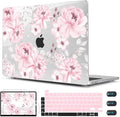 CISSOOK Compatible with MacBook Pro 13 inch Case M2 M1 Chip 2025-2016 Release A2338 A2251 A2289 A2159 A1989 A1706 Model with Touch Bar, Plastic Hard Shell Case +Keyboard Cover, Cute Pink Flower