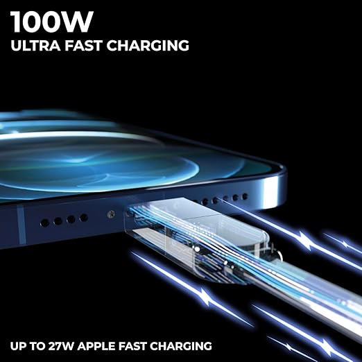 Rolling Square InCharge XL 200cm - USB C Charger Cable, Lightning Cable for Smartphone, Universal Cable Charger 6 in 1, USB Plug, Yellow, 100W