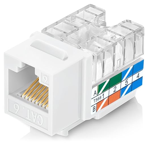 Everest 90° Angled RJ45 Cat6A Keystone Jacks 100-Pack in White - Slim Profile Female RJ45 Connectors - Cat 6A Keystone Jack - Compatible with 90° Angled Speed Termination Tool - easyJACK (B094WB91H3)