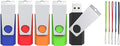 USB Flash Drive 8GB 5 Pack, Wooolken USB 2.0 Memory Stick with Lanyards Swivel Thumb Drives for Data Storage and Backup (5 Mixed Colors: Black Red Blue Orange Green)