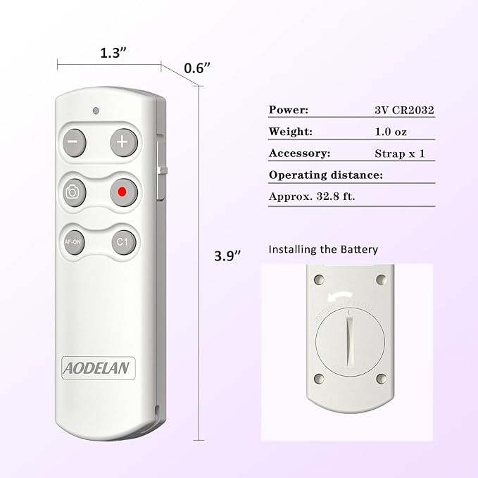 AODELAN Camera Wireless Shutter Release Remote Control for Sony ZV-E10, FX3, ZV-1, A7SM3, A7C, A7RIV, Alpha 9,7R IV,7R III, 7 III, RX0 II, RX100 M7,6600, 6400, 6100, 9 II; Replces Sony RMT-P1BT
