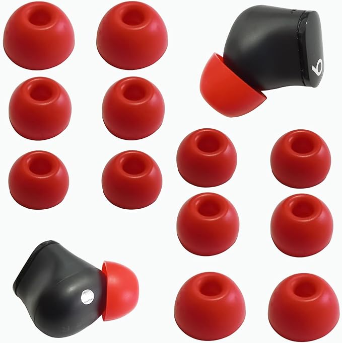 Silicone Ear Tips for Beats Studio Buds - Replacement Earbuds Cover 6 Pairs (LMS Red)