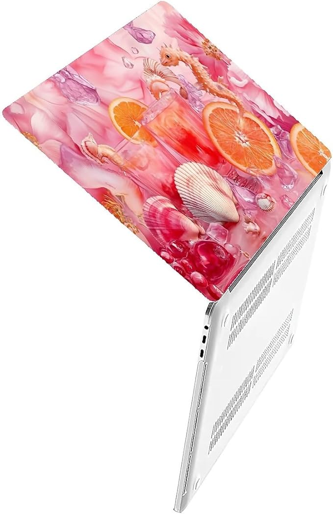 Compatible with MacBook Air 13.3 13.6 Inch Case 2022 2021 2020 2019 Plastic Hard Shell Case Cover,13.3 Pro(A1706/A1708/A1989/A2159/A2289/A2338), Pink Floral with Sea Shells