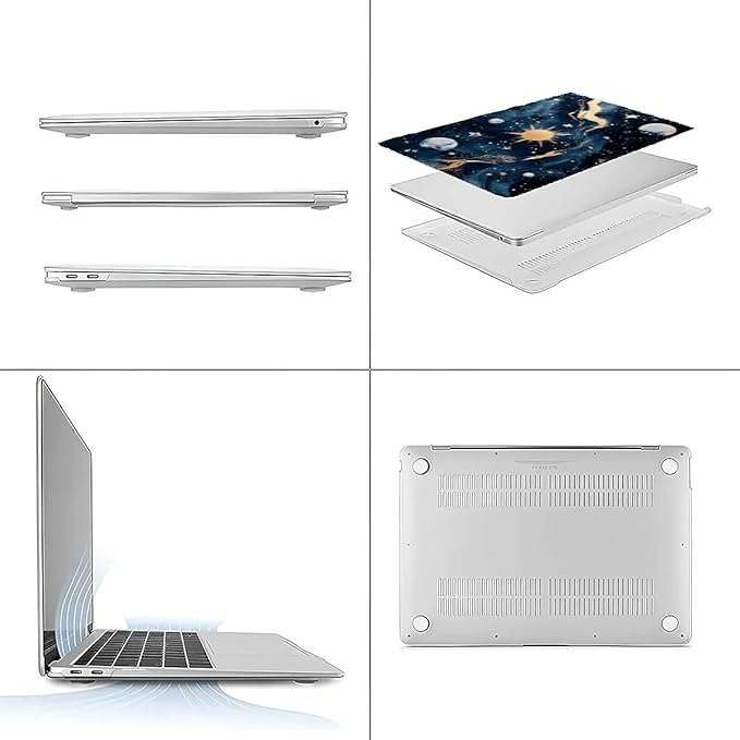 Compatible with MacBook Air 13.3 13.6 Inch Case 2022 2021 2020 2019 Plastic Hard Shell Case Cover,13.3 Air (A1932/A2179/A2337), Moon and Sun