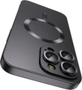 Magnetic for iPhone 14 Pro Max Case [Compatible with MagSafe][Built-in Camera Lens Protector] Slim Soft TPU Bumper Shockproof Metallic Luster Phone Case (Black)
