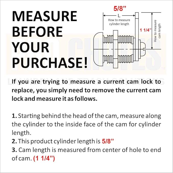 Cabinet Cam Lock - 5/8" Pack of 4 Cabinet Locks with Keys for RVs, Drawer Lock Including 4 Cylinder Round Face Tool Box Locks, 4 Straight & 4 Offset Cams, 4 Alike Keys with Bonus Key Chain