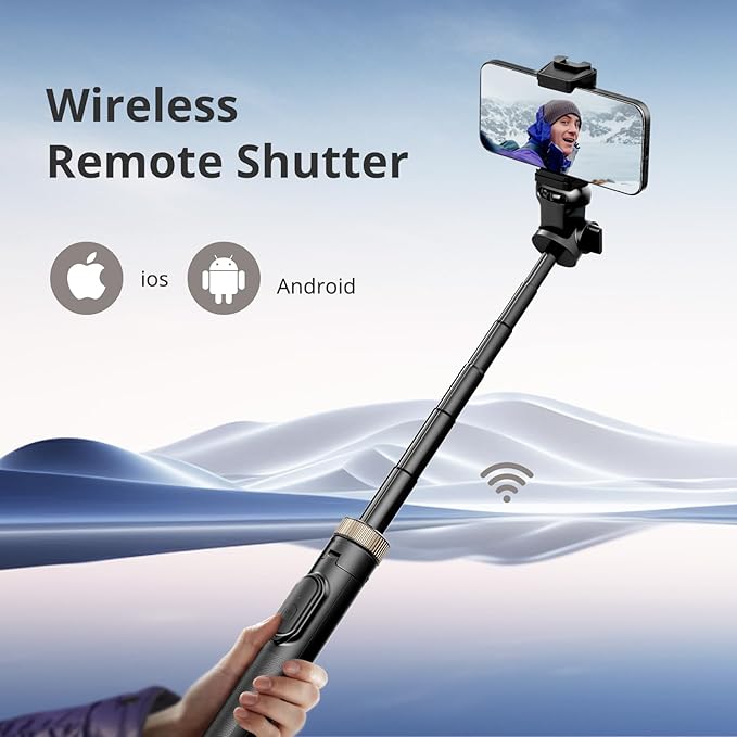 Sensyne 72" Extendable Tripod for iPhone & Selfie Stick with Detachable Phone Holder & Wireless Remote, Compatible with All Cell Phones, Black