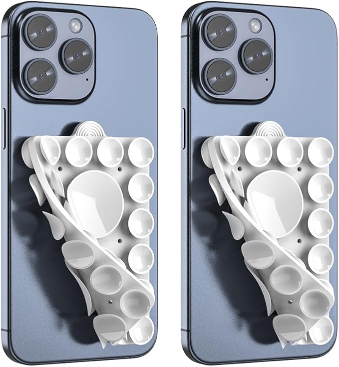 ZYCCER Double Sided Silicone Suction Phone Holder Mount,Compatible with iPhone and Android Cases Hands-Free Mirror Shower Phone Mount Strong Grip Holder (White, Double Sided 2PCS)