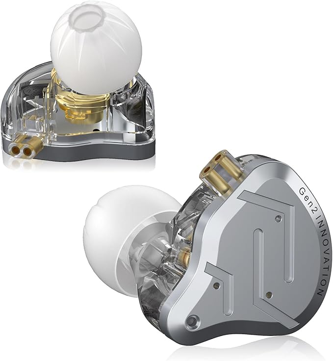 KZ ZSN Pro 2 in-Ear Monitors Headphones Metal Earphones 1BA+1DD Hybrid Technology HiFi Bass Clear Sound IEMs Noise Cancellation Earbuds Wired for Musicians Singer Audiophile(Silver,with Mic)
