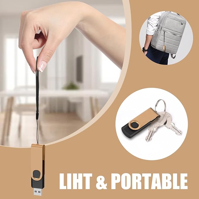 EASTBULL 4GB USB Flash Drive Bulk Thumb Drives 20 Pack with Lanyards USB 2.0 Memory Sticks Zip Drive Pen Drive for Storage and Backup Gold 20PCS 4GB