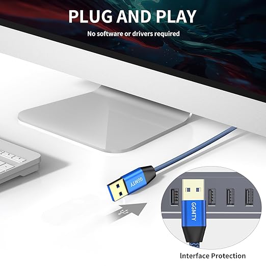 USB to USB Cable 1.5FT,Durable Braidedfor USB 3.0 Male to Male Type A to Type A Cable Data Transfer Compatible with Hard Drive, Laptop, DVD Player, TV, USB 3.0 Hub, Monitor, Camera