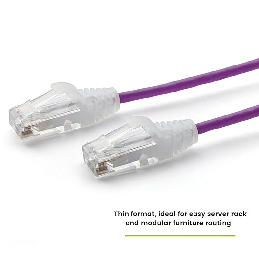 TRUECABLE Cat6 Component Rated Patch Cable, Unshielded (U/UTP), 10ft, Purple, 28AWG Solid Copper, Snagless 10G High-Speed Ethernet Cable, PoE++ 4PPoE 100W, UL Listed, RoHS-3, 5 Pack