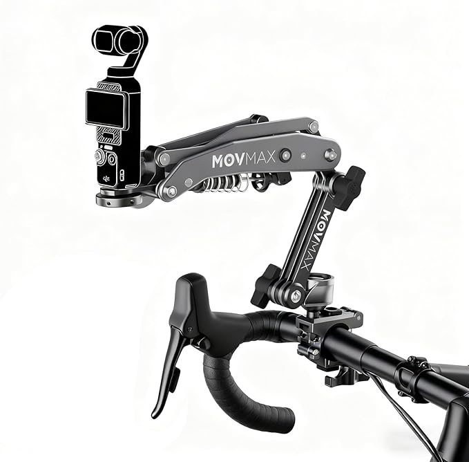 MOVMAX Blade Arm Bike Motorcycle Handlebar Mount Stabilizer, Camera Clamp Mount Shock Absorber for DJI Osmo Pocket 3, Insta 360, GoPro Hero Cameras w Ball Head, Pocket 3 Accessories