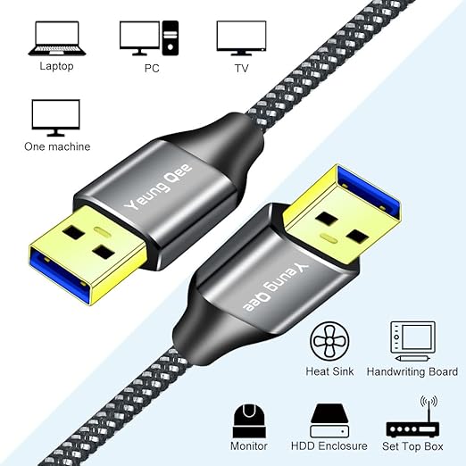 USB 3.0 A to A Male Cable 6 ft,Super Speed Type A Male to Male Cable USB 3.0 Double End USB Cord for Hard Disk, Cameras,Laptop Cooler, DVD Player and More (6FT/2M)