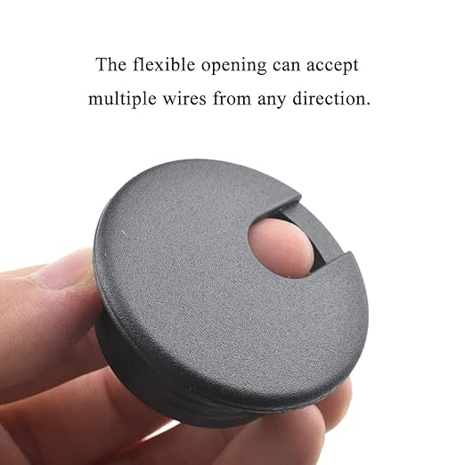 HAHIYO 2Pcs 1.5Inch/38mm Black ABS Plastic U-Shaped Desk Grommet Wire Grommet Cable Management Cord Hole Cover Desk Wire Hole Insert Wire Organizer for Computer Office Home School Equipment Systems