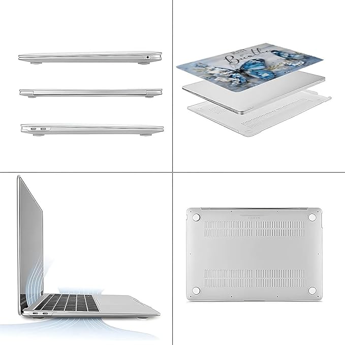 Compatible with MacBook Air 13.3 13.6 Inch Case 2022 2021 2020 2019 Plastic Hard Shell Case Cover,13.3 Air (A1932/A2179/A2337), Butterfly
