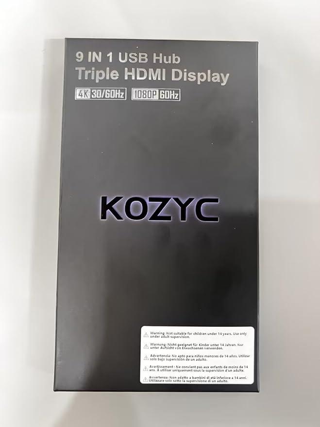 USB C Docking Station 3 Monitors Compatible with Mac/Windows, KOZYC Triple Display Docking Station with 3xHDMI(4k60Hz/30Hz+1080p), 3xUSB 3.0, SD/TF, 100W PD with HDMI Splitter Extend Display 3 Monitor