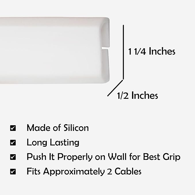 Rubber Bond TV Cord Hider Cable Protector - Strong Self Adhesive Wall Cord Cover Cable Hider - Low Profile Cable Management Wall Cord Concealer Cable Raceway (White, 10 Feet)