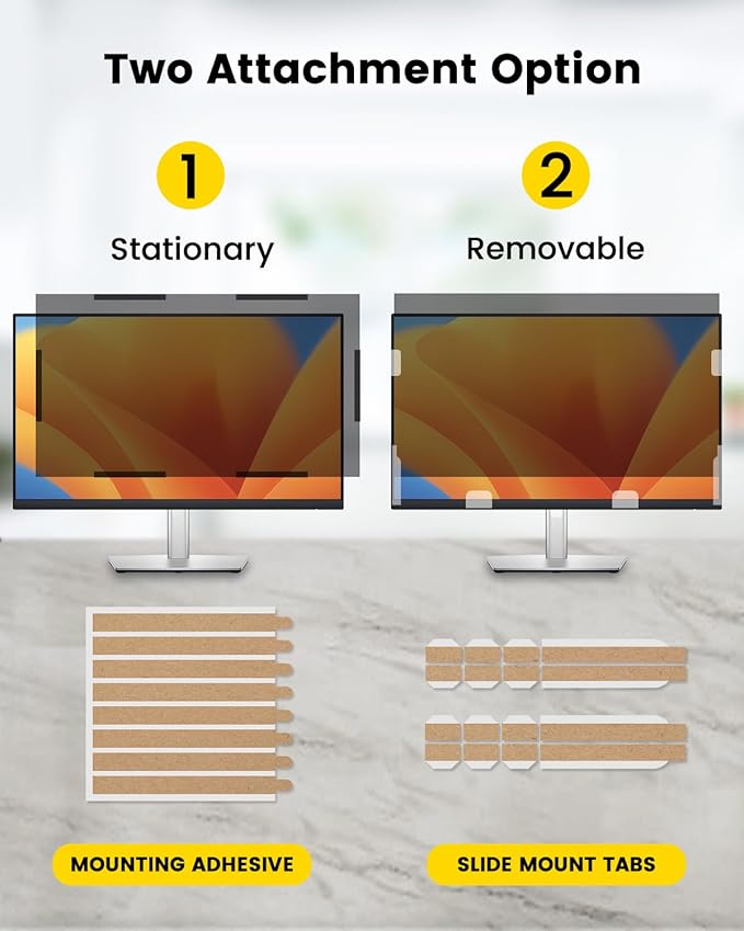 F FORITO 24 Inch 16:9 360°Privacy Screen Protector for Computer Monitor, Removable Eye Protection Anti Blue Light Anti Glare Computer Screen Privacy Shield for All 24" Widescreen Monitors
