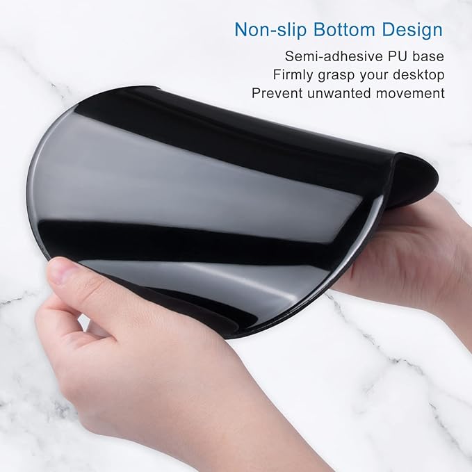 ITNRSIIET Ergonomic Mouse Pad with Gel Wrist Support Small Wrist Rest Smooth Surface Non-Slip PU Base Comfortable Office Supplies Pain Relief, 8.7 x 7.2 inches, Fog Forest