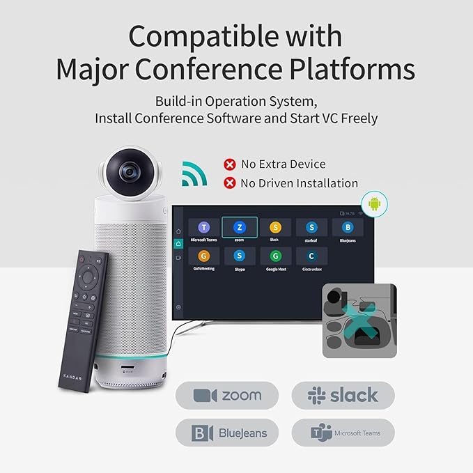 KanDao Meeting S - 180° Standalone Video Conferencing Camera, Microphone & Speaker Video Audio 4-in-one Meeting Camera, AI Smart Framing & Tracking, Hybrid Meeting Room Conference System, Zooming