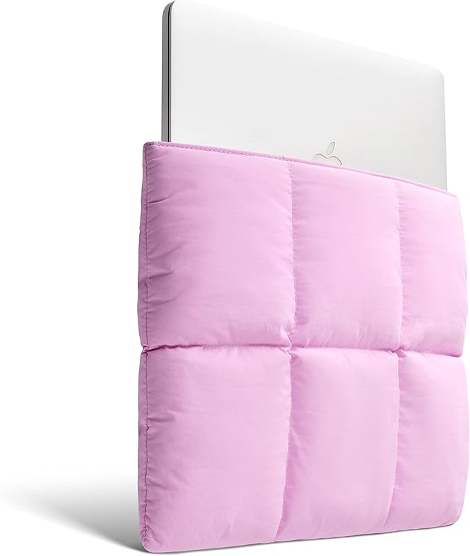 Comfyable Puffy Laptop Sleeve 13 Inch 14 Inch, Quilted Puffer Laptop Carrying Case for Women, Pillow Case Compatible with MacBook Air M4 2025 M3 M2 M1, MacBook Pro M4 Pro/Max, Lavender